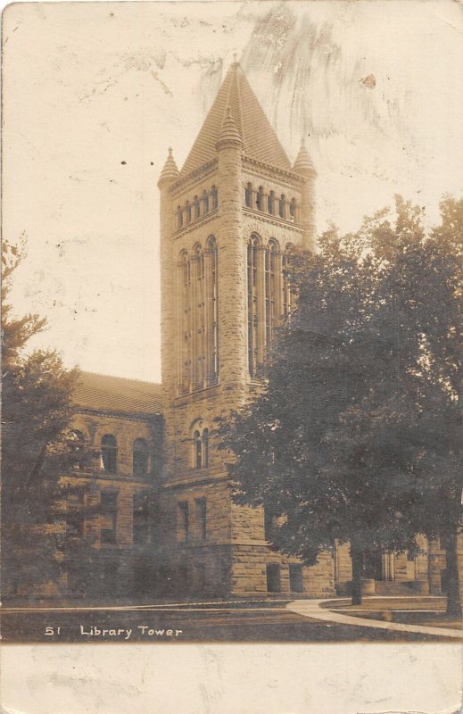 J62/ Champaign Urbana Illinois RPPC Postcard c1910 Library Tower  234