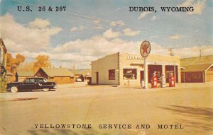 Dubois Wyoming Yellowstone Service and Motel Gas Station Postcard AA29671