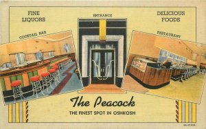 Wisconsin Oshkosh The Peacock Restaurant Interior Teich Postcard 22-3615