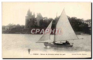 Postcard Ancient Pornic leaving the harbor Small Boat