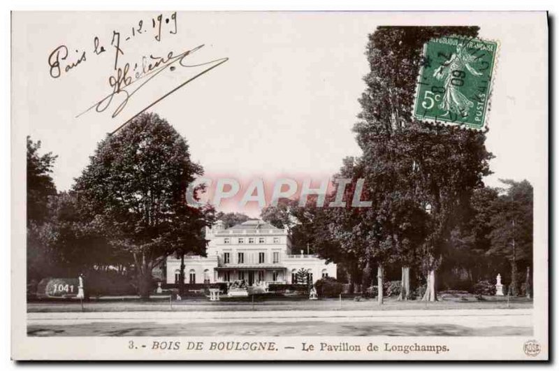 Old Postcard Bois De Boulogne Le Pavillon de Longchamps