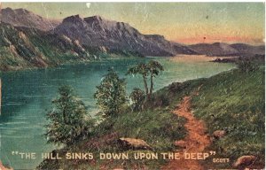 VINTAGE POSTCARD THE HILL SINKS DOWN UPON THE DEEP -SIGNED ARTIST SCOTT c. 1905