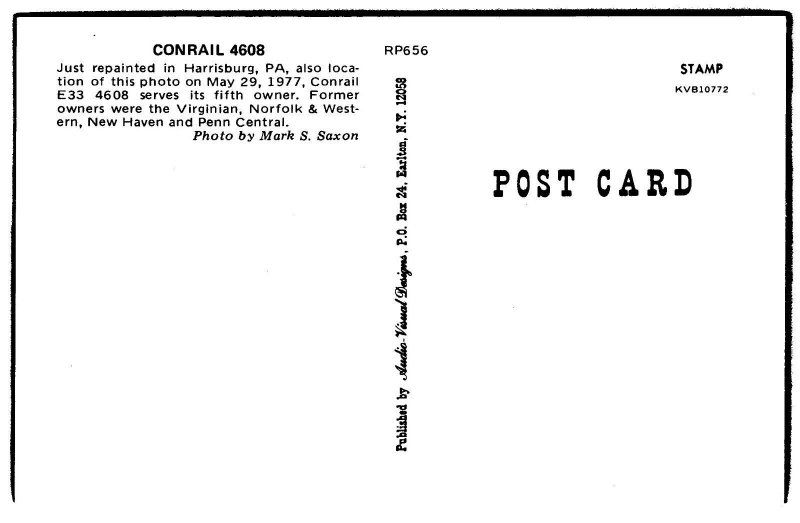 Railroad Locomotive Train Postcard - Conrail #4608