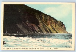 Gaspe (Quebec) Canada Postcard Along the Foot of Mt. St. Pierre c1940's Posted