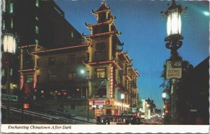 USA Chinatown After Dark San Francisco California Chrome Postcard 09.30