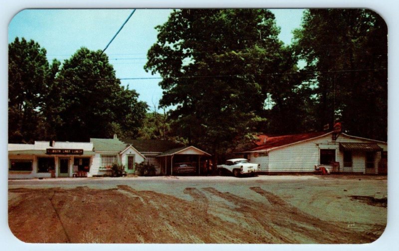 KLINGER LAKE SHOPPING CENTER near Sturgis, Michigan MI ~ Roadside 1950s Postcard 