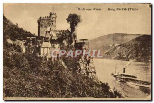 Old Postcard Gruss vom Rhein Burg Rheinstein