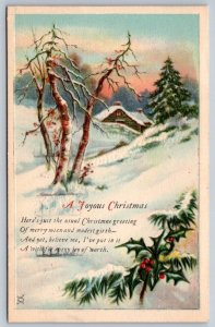 A Joyous Christmas, Winter Scene, 1925 Postcard, Muskoka Hospital Slogan Cancel