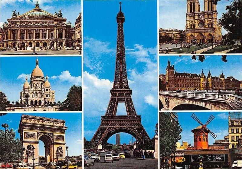 France Paris Opera Sacre Coeur Arc De Triomphe Tour Eiffel Notre Dame Europe France Other Unsorted Postcard Hippostcard