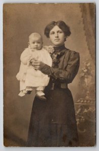 RPPC Mother and her Daughter Mildred Clark Family Photo Portrait  Postcard H21