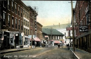 Bangor Maine Central Street Shops, Cafe, Puritan c1900-20s Vintage Postcard