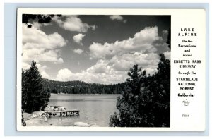 RPPC Alpine Lake Ebbetts Pass Stanislaus CA Postcard P128E