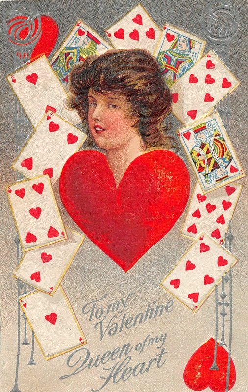 H95/ Valentine's Day Love Holiday Postcard c1910 Hearts Woman Cards 145