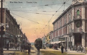 Rare '18 Fred Harvey Hand Colored, Street Car, Trinidad Colorado,Old Postcard