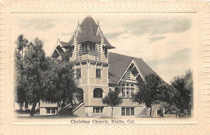 F81/ Rialto California Postcard c1910 Christian Church Building