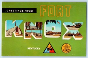 c1940 Kentucky Vintage Postcard Greetings From Fort Knox Large Letter Multi View