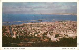 Aerial View Haifa Town Harbour 1960s Israel Middle East postcard 7473