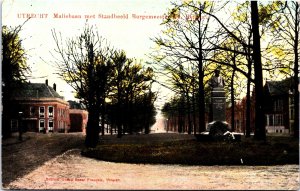 Netherlands Utrecht Maliebaan Met Standbeeld Burgemeester Vintage Postcard 09.65