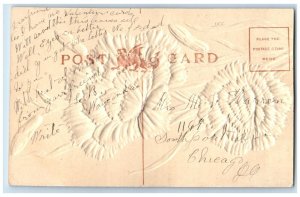 c1910 From Mt. Henry Airbrush Embossed Flower Illinois Vintage Antique Postcard 