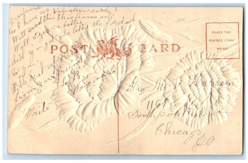 c1910 From Mt. Henry Airbrush Embossed Flower Illinois Vintage Antique Postcard 