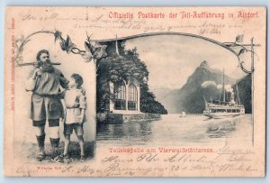 Switzerland Postcard Tell Chapel on Lake Lucerne 1900 Posted Antique