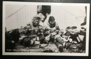 Mint Vintage Eskimos Drilling Ivory & Making Mukluks Real Photo Postcard RPPC