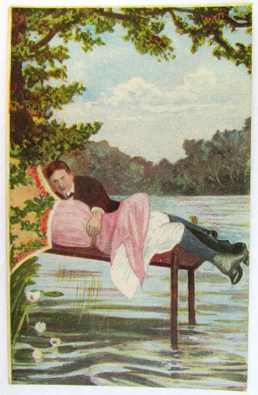  ROMANTIC COUPLE EROTIC COMIC RISQUEL OT OF 6 ANTIQUE POSTCARDS