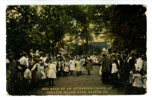 PA - Easton. Greater Island Park, Afternoon Fun at Egg Race ca 1911 (crease)