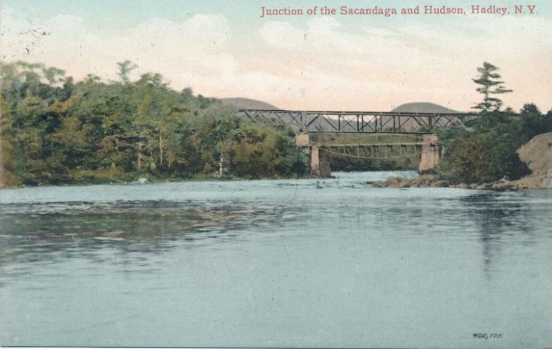 Junction of Sacandaga and Hudson Rivers - Hadley NY, New York - pm 1910 - DB