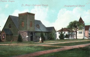 Vintage Postcard 1910 St. Mary's Episcopal & Congregational Church Eugene Oregon