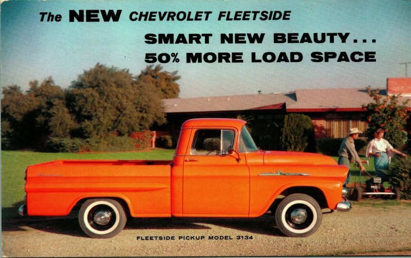 Vtg Publicité Postale Chevrolet Fleetside Modèle 3134 Surdimensionné 5 1/8  x 8