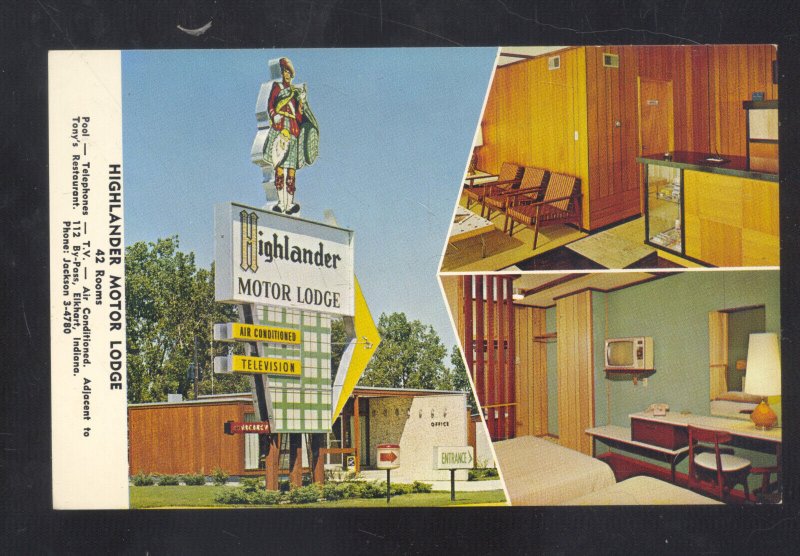 SOUTH BEND INDIANA HIGHLANDER MOTOR LODGE MOTEL INTERIOR ADVERTISING POSTCARD