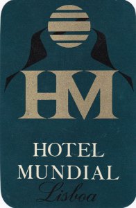 Portugal Lisboa Hotel Mundial Vintage Luggage Label sk3380