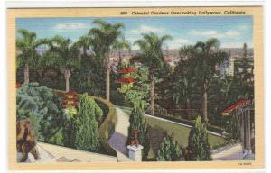 Oriental Gardens Hollywood California linen postcard