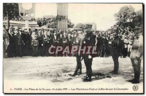 Old Postcard Militaria Paris Fetes Victory 14 July 1919 The Joffre and Foch M...
