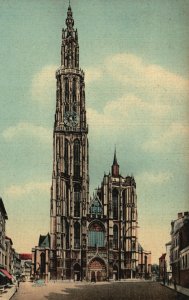 Vintage Postcard Antwerpen De Hoofdkerk Anvers La Cathedrale Antwerp Belgium