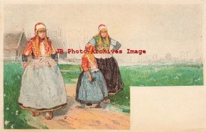 Henri Cassiers, DeHaan, Marken, Dutch Girls Walking on Dirt Road