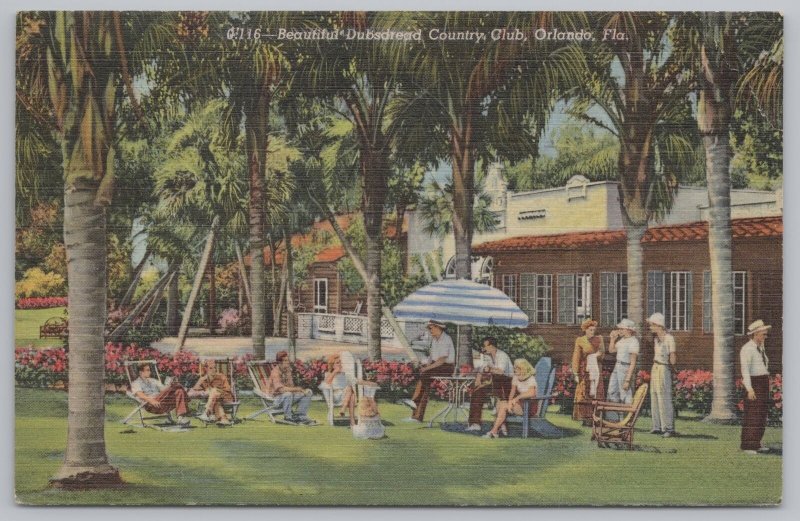 Orlando Florida~Dubsdread Country Club~Patio~Linen Vintage Postcard 