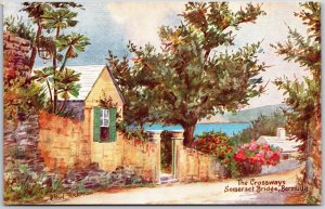 Bermuda, Somerset Bridge, The Crossways, Watercolor, Artwork, Vintage Postcard