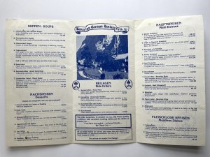 Vintage 70s Bavarian German Restaurants Inc Dinner Menu