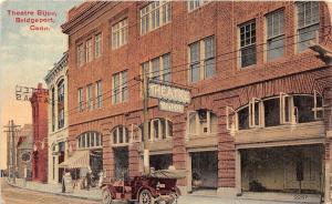 E4/ Bridgeport Connecticut Postcard c1910 Theatre Bijou Entrance Automobile