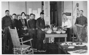 RPPC Basket Making Class CAMP KEARNY Military Army WWI c1910s Vintage Postcard