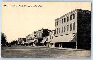 Forsyth Montana MT Postcard Main Street Looking West Building Road 1948 Vintage