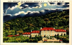 1930s Moonlight View Grove Park Inn Asheville NC Postcard
