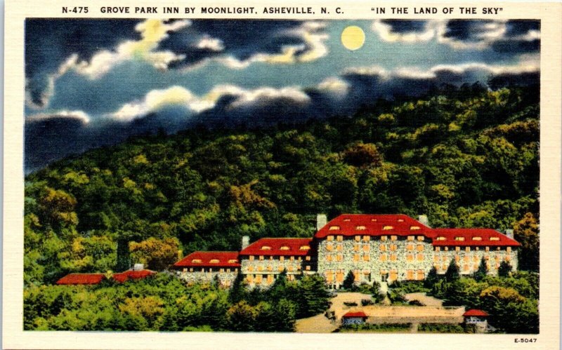 1930s Moonlight View Grove Park Inn Asheville NC Postcard
