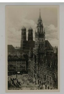 Germany - Munchen (Munich). City Hall with Frauenkirche  RPPC