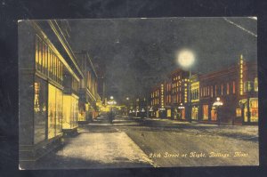 BILLINGS MONTANA DOWNTOWN 28th STREET SCENE AT NIGHT VINTAGE POSTCARD