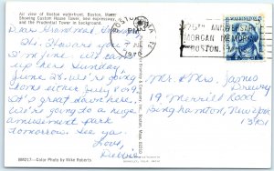 c1970s Boston, MA Waterfront Birds Eye Panorama Prudential Tower Expressway A305