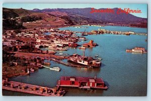 Sausalito California Postcard House Boats Aerial View Lake 1960 Vintage Unposted