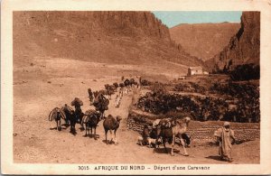 Algeria Afrique du Nord Départ d'une Caravane Vintage Postcard C165